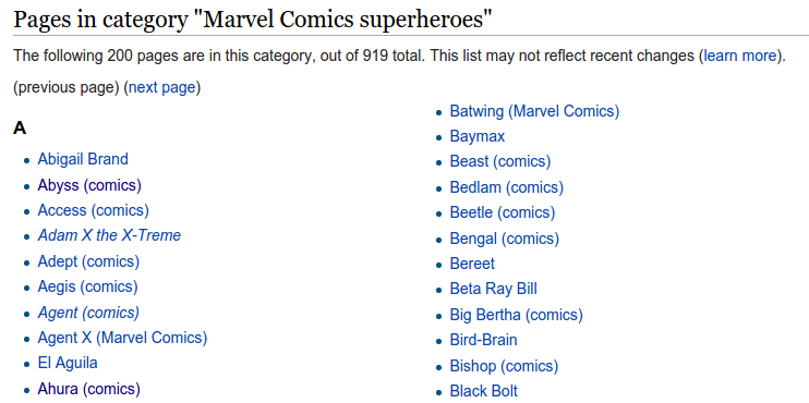 List of heroes from the Wikipedia